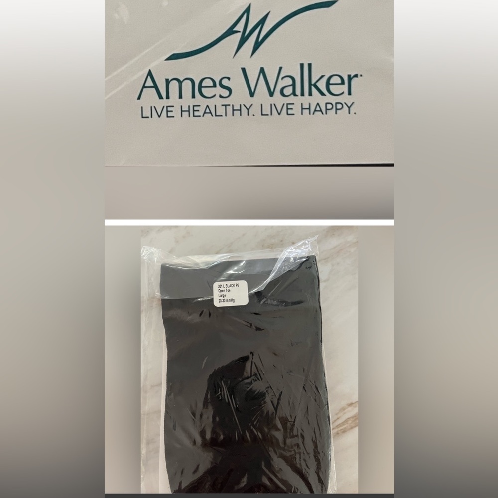 “New” AMES WALKER  Style 201 Medical Support Open Toe Knee Highs 20-30 mmHg